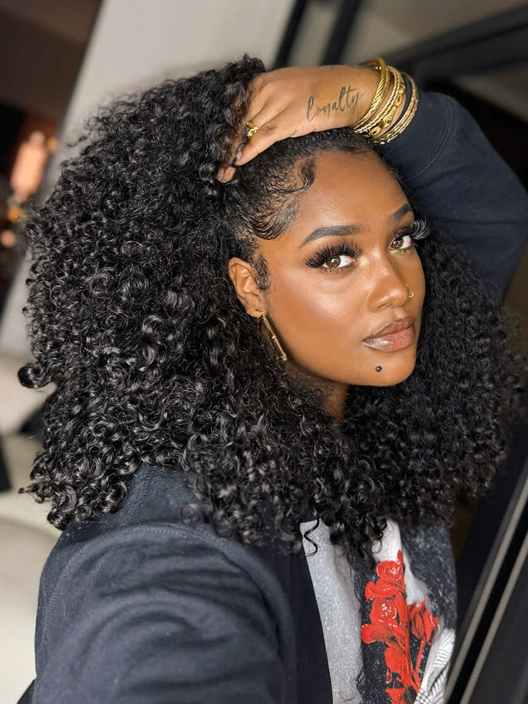 Curly Wave Half Wig Human Hair With Drawstring Flip Near Me For Black Women