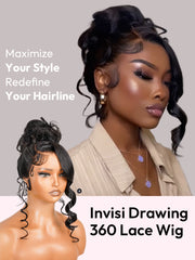 Glueless Invisi Drawstring 360 Lace Wig Throw on&go Side Part Body Wave Pre-Max Lace Front Wig