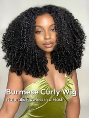 West Kiss Burmese Curly Wave 5x7 Human Hair Lace Front Wigs With 250% Density Ready To Go Wig Natural Hairline