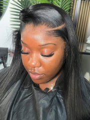 Natural Lagos Hairline Straight 13x6 HD Transparent Lace Front Wig Human Hair No Glue Needed