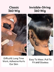 Glueless Invisi Drawstring 360 Lace Wig Throw on&go Side Part Body Wave Pre-Max Lace Front Wig