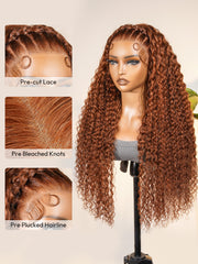 Burnt Orange Stylist Wig Deep Wave 13x4 Lace Frontal Pre-plucked