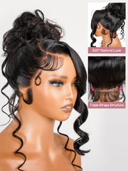 Glueless Invisi Drawstring 360 Lace Wig Throw on&go Side Part Body Wave Pre-Max Lace Front Wig