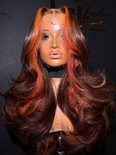 Glueless Hightlight Wig With Ombre Brown And Orange Body Wave Transparent Lace Wigs Human Hair