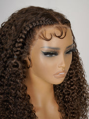Pre-Styled #4 Dark Brown Jerry Curly Wigs Pre-Cut Ready To Go 13x4 Glueless Lace Front Wigs With Baby Hair
