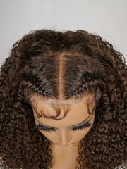 Pre-Styled #4 Dark Brown Jerry Curly Wigs Pre-Cut Ready To Go 13x4 Glueless Lace Front Wigs With Baby Hair