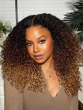 Ombre Brown And Honey Brown Jerry Curly Wig Ready To Go 5x7 Lace Frontal Wig Human Hair