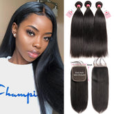 3 Bundles Straight Hair Bundles And 6×6 Swiss Lace Closure Long Straight Hairstyles Straight Hair Weave With Closures
