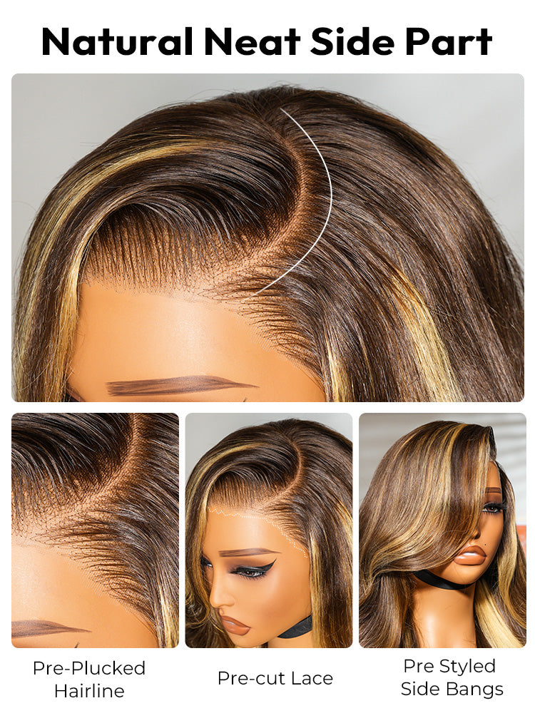 Glueless Honey Blonde Highlight Wigs Loose Body Wave Wigs 13x6 Lace Front Human Hair Wigs
