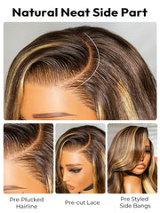 Glueless Honey Blonde Highlight Wigs Loose Body Wave Wigs 13x6 Lace Front Human Hair Wigs