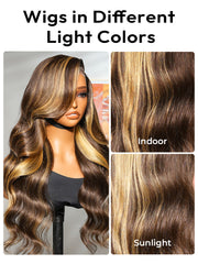 Glueless Honey Blonde Highlight Wigs Loose Body Wave Wigs 13x6 Lace Front Human Hair Wigs