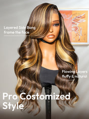 Glueless Honey Blonde Highlight Wigs Loose Body Wave Wigs 13x6 Lace Front Human Hair Wigs