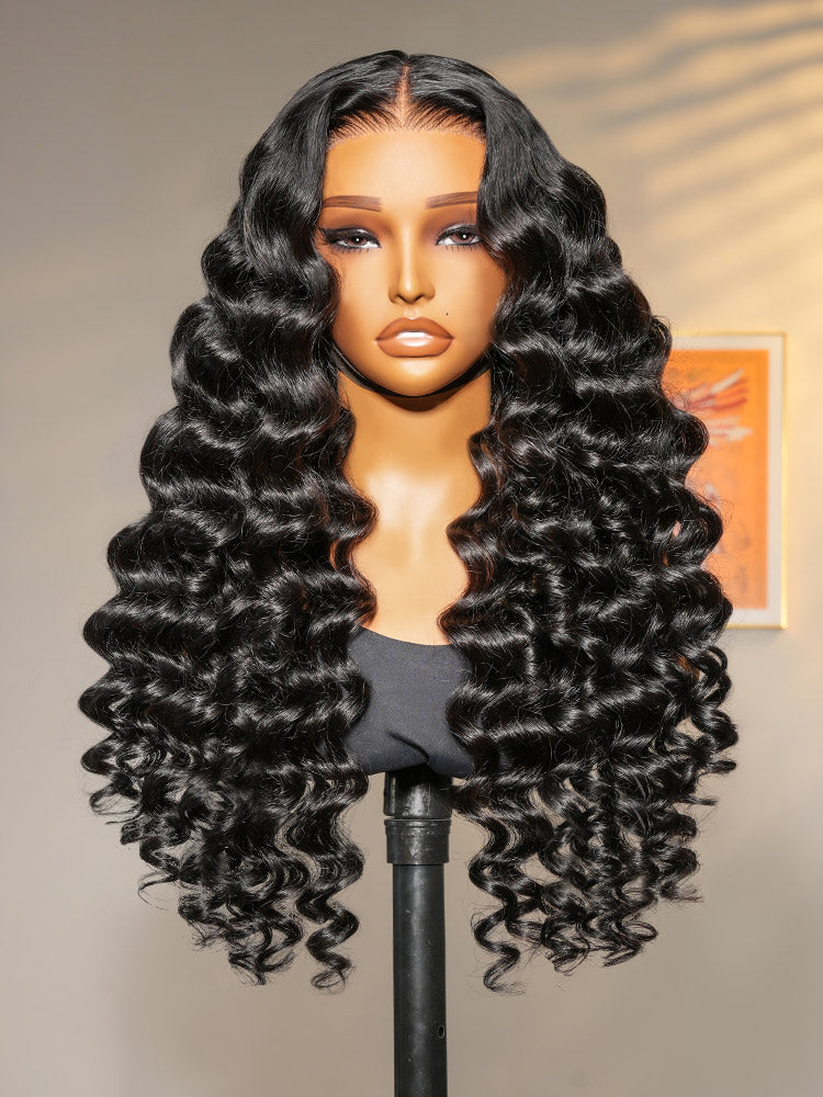 Loose Wave Wand Curls Wig 13x6 HD Lace Front Human Hair Wig With Pre-plucked&bleached