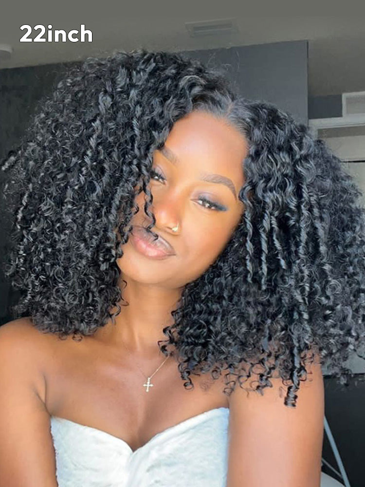 250% Density Curly Glueless Wigs Ready To Go Pre Bleached Pre Cut HD Lace Wigs