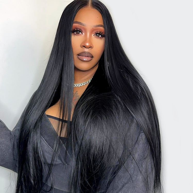 HD Lace Super Natural Hairline 28-40inch Silky Straight 13x6 Frontal Lace Wig Human Hair Pre-bleached