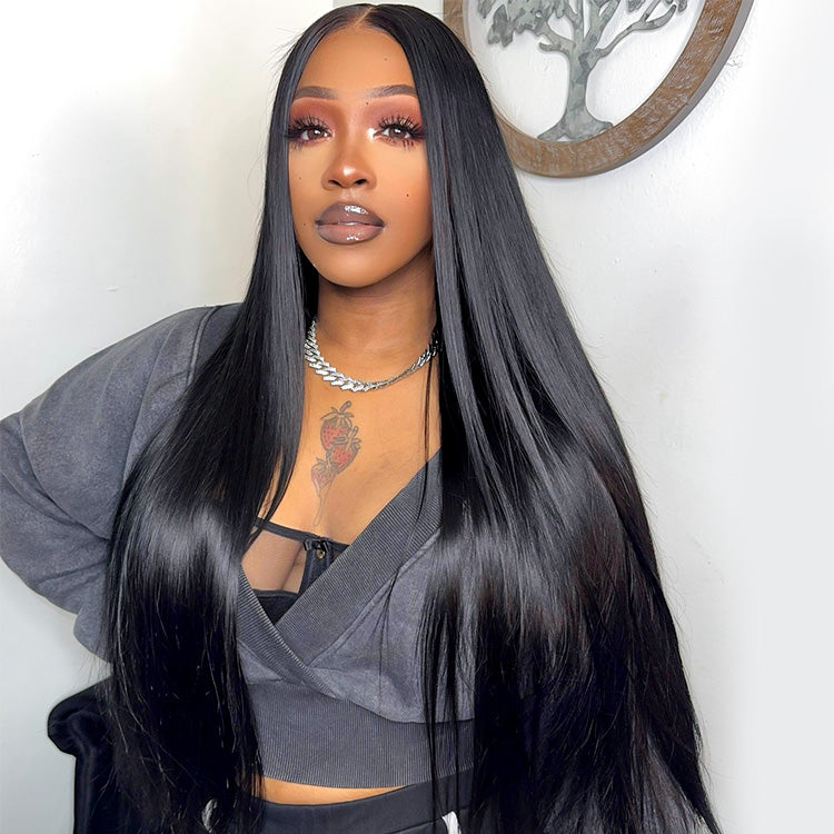 HD Lace Super Natural Hairline 28-40inch Silky Straight 13x6 Frontal Lace Wig Human Hair Pre-bleached