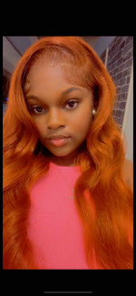 Alanis - Burnt Orange Body Wave Wig Colored Human Hair Glueless Lace Wigs