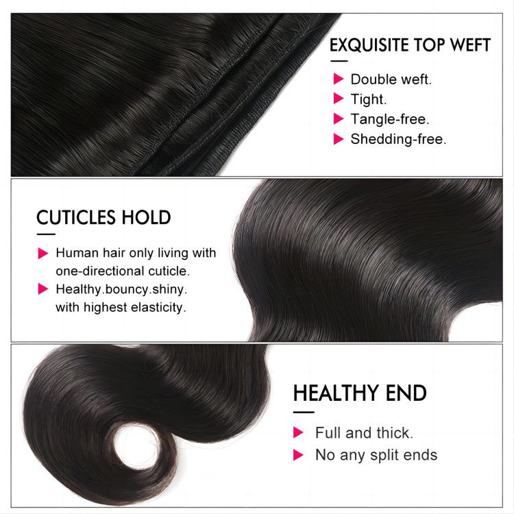 Virgin Body Wave Weave 3 Bundle Hair Deals With Closure Malaysian Hair For Sale