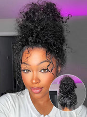 Glueless Invisi-Drawstring Flexible Fit 360 Lace Frontal Wigs Jerry Curly Wigs With Bleached Knots