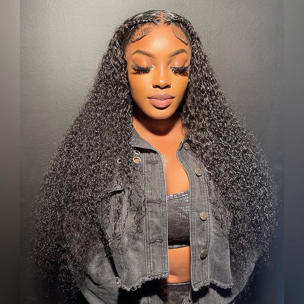 250% Density Glueless Curly Human Hair Wigs Transparent HD Lace Wigs