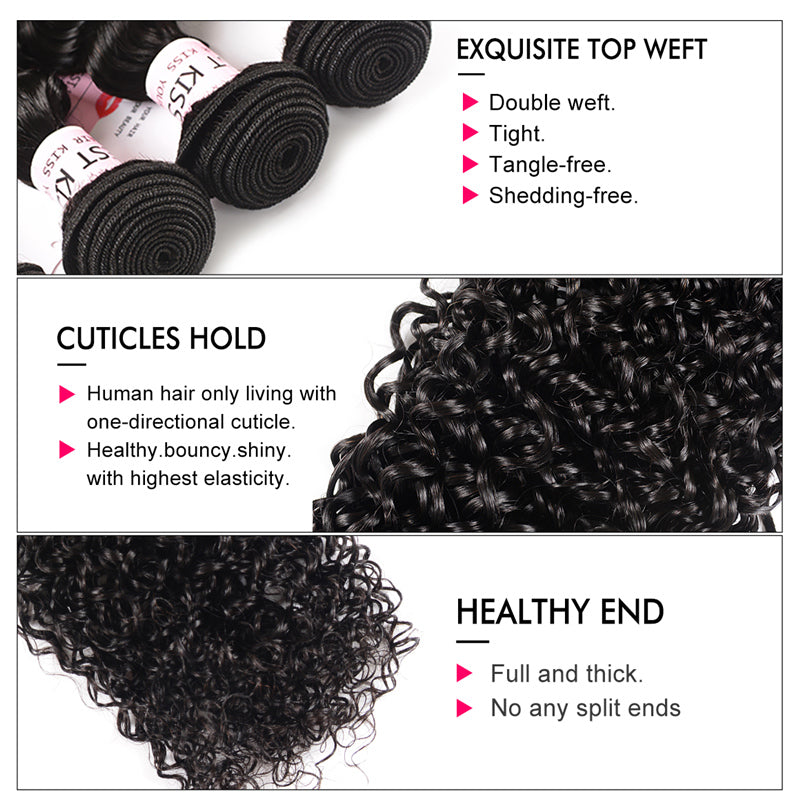 Curly Hair Products 3PC Curly Weaves With Closures 4x4 Lace Closures