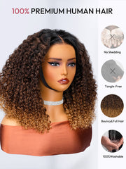 Ombre Brown And Honey Brown Jerry Curly Wig Ready To Go 5x7 Lace Frontal Wig Human Hair