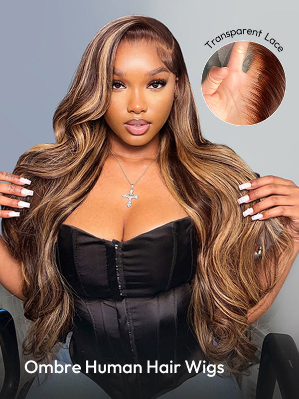 Glueless Ready To Go Wigs - Piano Colored Body Wave 5*5 Closure Wigs With Highlights