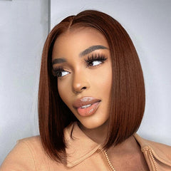 Ready To Go - Glueless Wigs Short Brown Bob Wig Straight LY Lace 5x7 Closure Wig