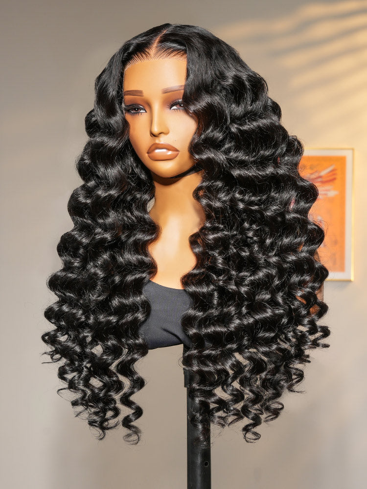 Loose Wave Wand Curls Wig 13x6 HD Lace Front Human Hair Wig With Pre-plucked&bleached