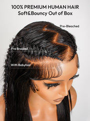 Glueless Pre-Styled Straight Wig Pre-Max Zig Zag Parting 13x6 Lace Front Wig