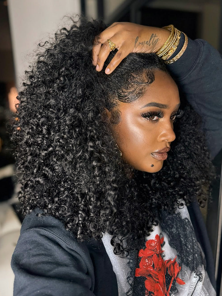 Curly Wave Half Wig Human Hair With Drawstring Flip Near Me For Black Women