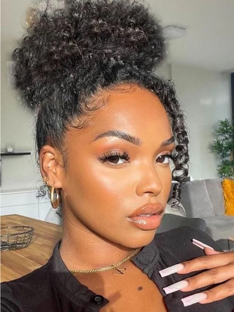 Glueless Invisi-Drawstring Flexible Fit 360 Lace Frontal Wigs Jerry Curly Wigs With Bleached Knots
