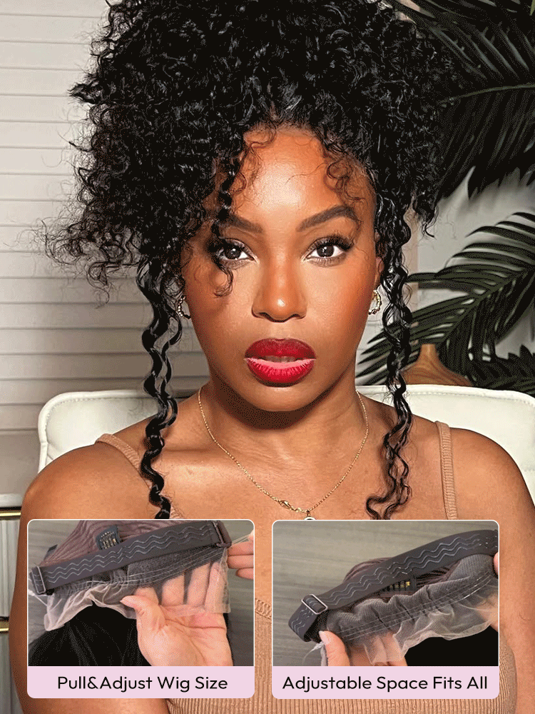 Glueless Invisi-Drawstring Flexible Fit 360 Lace Frontal Wigs Jerry Curly Wigs With Bleached Knots