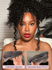 Glueless Invisi-Drawstring Flexible Fit 360 Lace Frontal Wigs Jerry Curly Wigs With Bleached Knots
