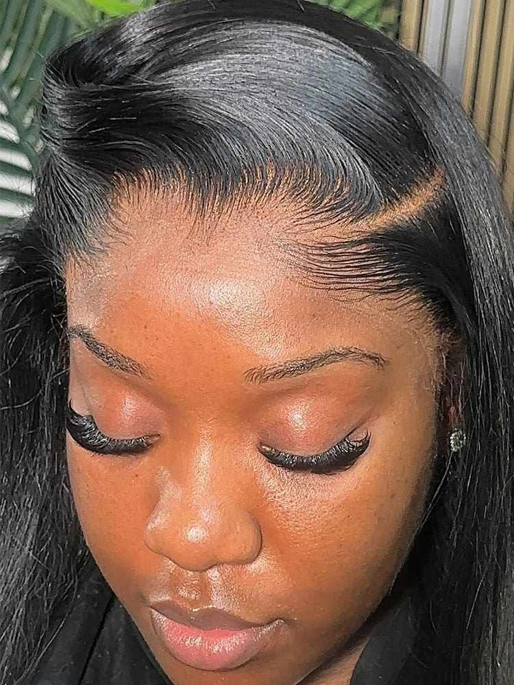Natural Lagos Hairline Straight 13x6 HD Transparent Lace Front Wig Human Hair No Glue Needed
