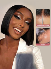 Glueless Ready To Go Wigs - Short Straight Wigs Super Invisible LY Lace Bob Wigs Human Hair