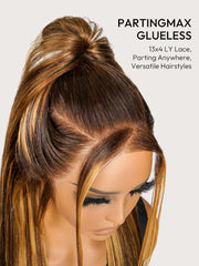 Ready to Go Stylist Wig-Brown and Honey Blonde Highlight Wig Pre-Max Glueless Silky Straight 13x4 Lace Front Wig