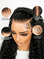 Glueless Water Wave Pre Braided Human Hair Ready To Go 13*6 Pre Cut Super Invisible LY Lace Wigs