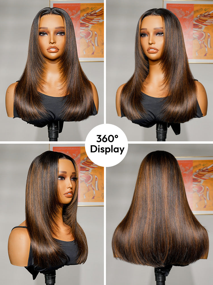 Layer Cut Highlight Customized Color Super Invisible LY Lace Front Straight Human Hair Wigs