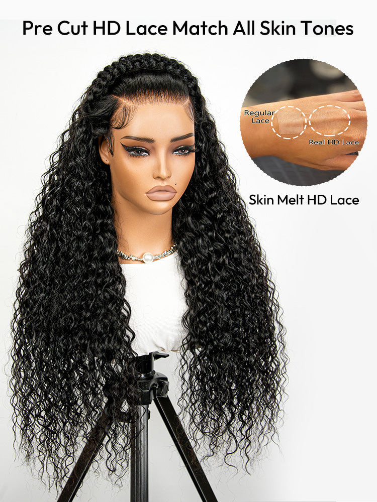 Glueless Water Wave Pre Braided Human Hair Ready To Go 13*6 Pre Cut Super Invisible LY Lace Wigs