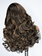 Black With Honey Blonde Highlight Layered Cut Body Wave Ready To Go 13x4 Lace Wigs
