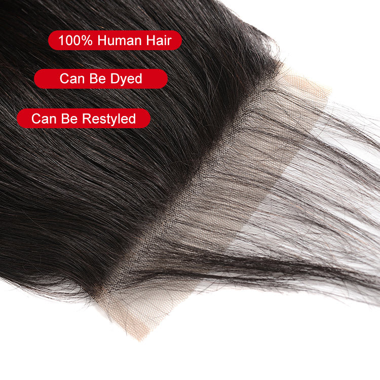 West Kiss Brazilian Straight Hair 3 Bundles With Lace Closures Straight Human Hair