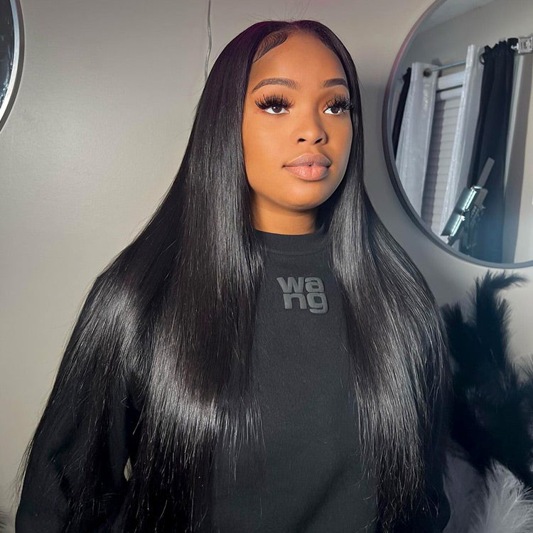 250% Density Wigs Human Hair Straight Pre Plucked Lace Front Wigs