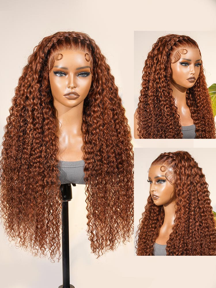 Burnt Orange Stylist Wig Deep Wave 13x4 Lace Frontal Pre-plucked