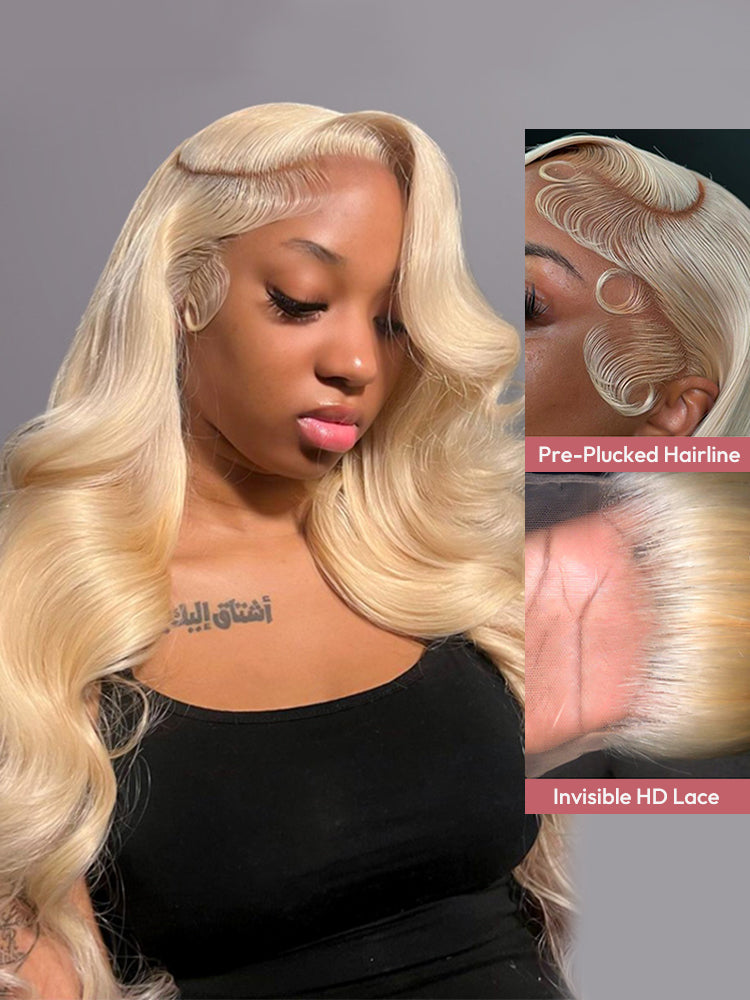 613 Blonde Long Straight and Body Wave Human Hair Super Invisible LY Lace Front Wigs
