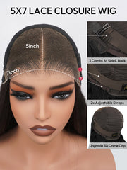Glueless Chic Layered Cut Bob Wig 5x7 Lace Closure Human Hair Wig With Bangs