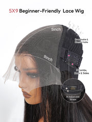 Upgraded HD Transparent Lace Wig 5*9 Closure Wigs 14-30 Inch