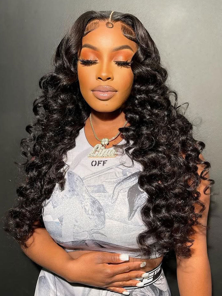 Loose Wave Wand Curls Wig 13x6 HD Lace Front Human Hair Wig With Pre-plucked&bleached
