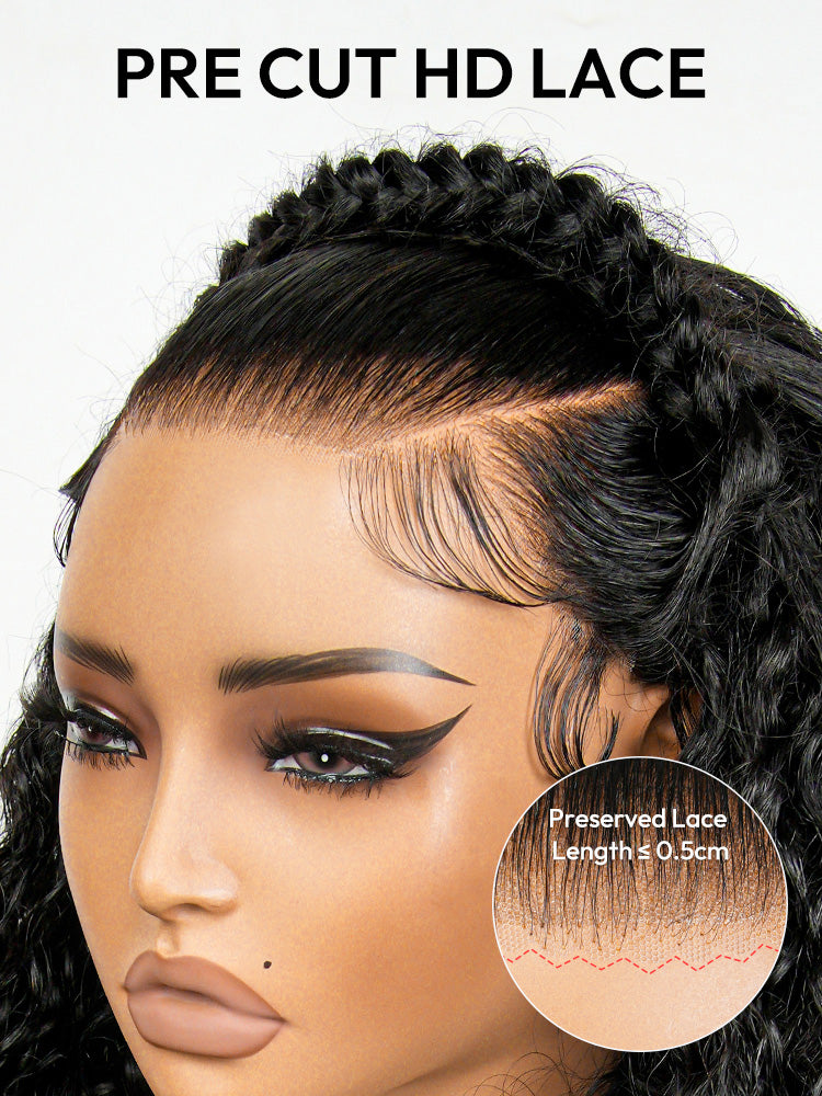Glueless Water Wave Pre Braided Human Hair Ready To Go 13*6 Pre Cut Super Invisible LY Lace Wigs