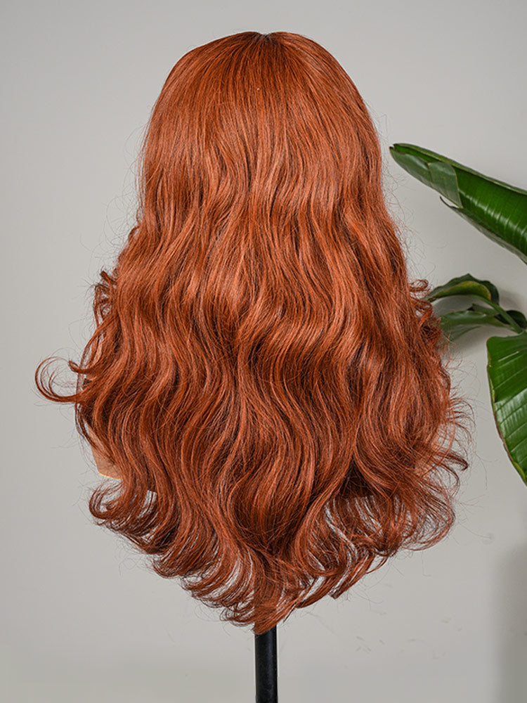 Burnt Orange Pre-Everything Ocean Wave Wig Colored Human Hair Glueless Lace Wigs